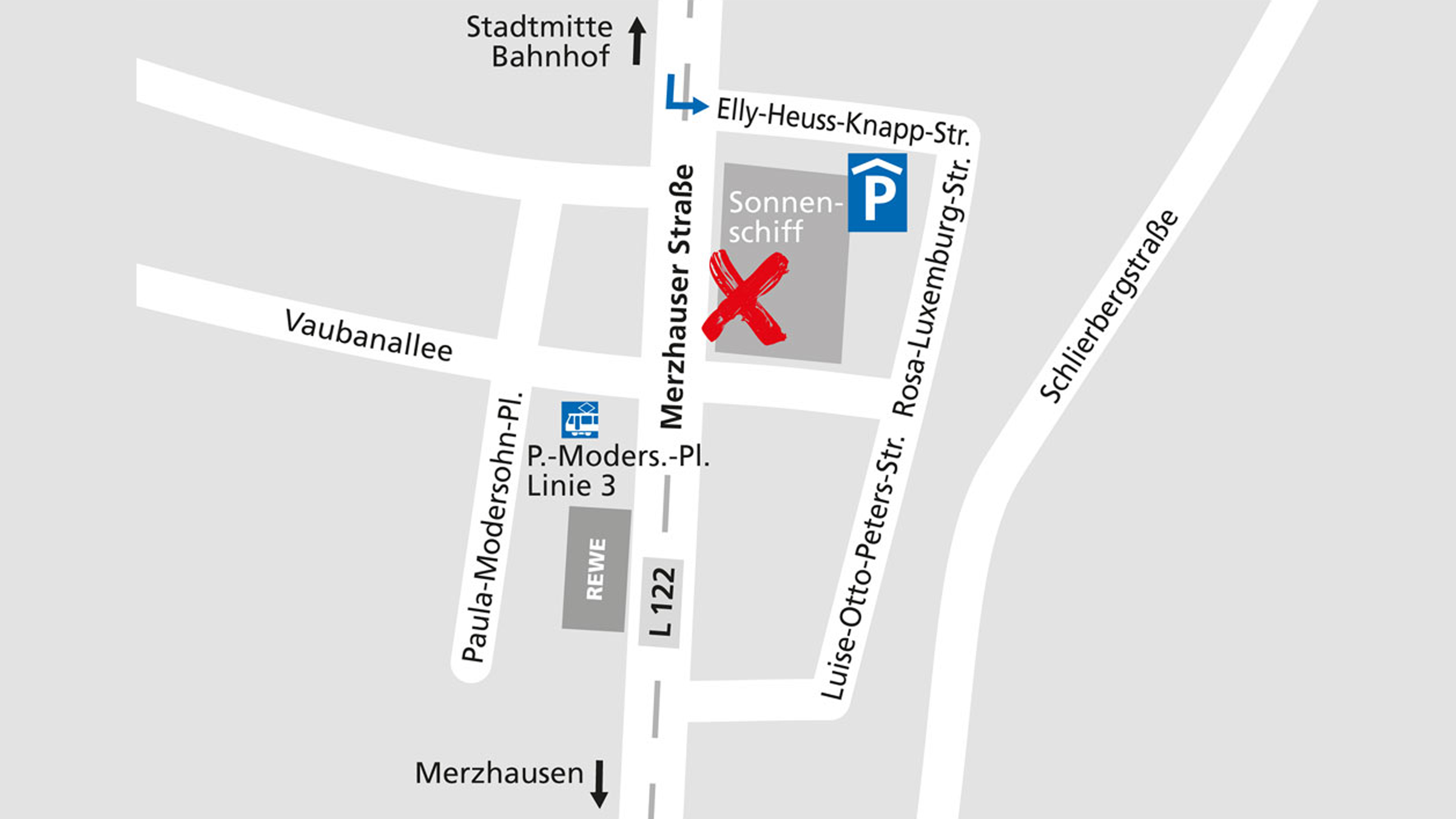 Lageplan des Alnatura Super Natur Marktes in Freiburg