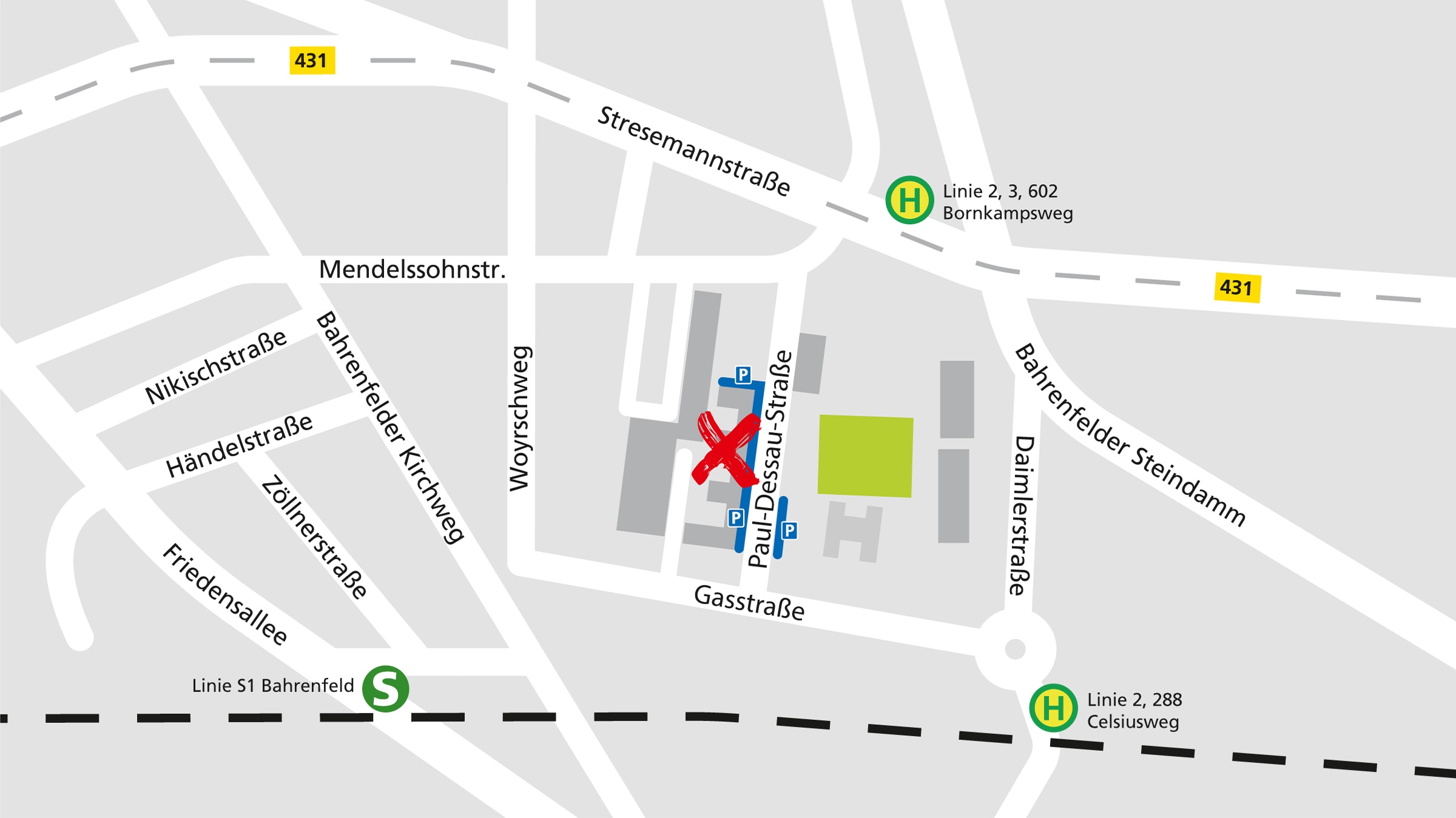 Anfahrt zum Alnatura Super Natur Markt in Hamburg-Bahrenfeld