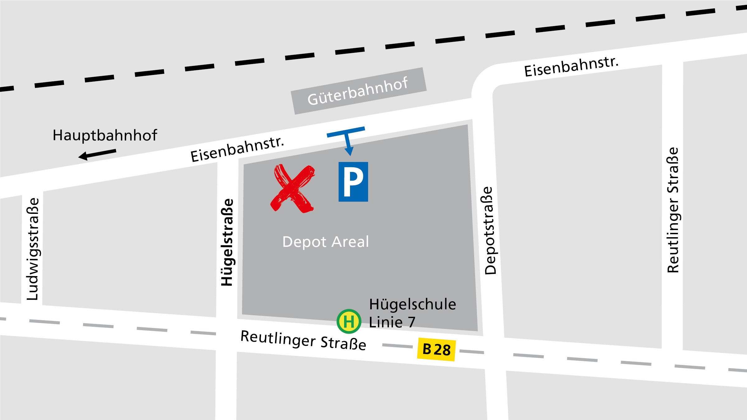 Lageplan des Alnatura in Tübingen Eisenbahnstrasse 28 (im Depot)