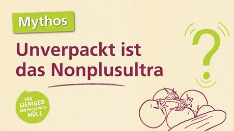Illustration zum Verpackungsmythos "Unverpackt ist das Nonplusultra"