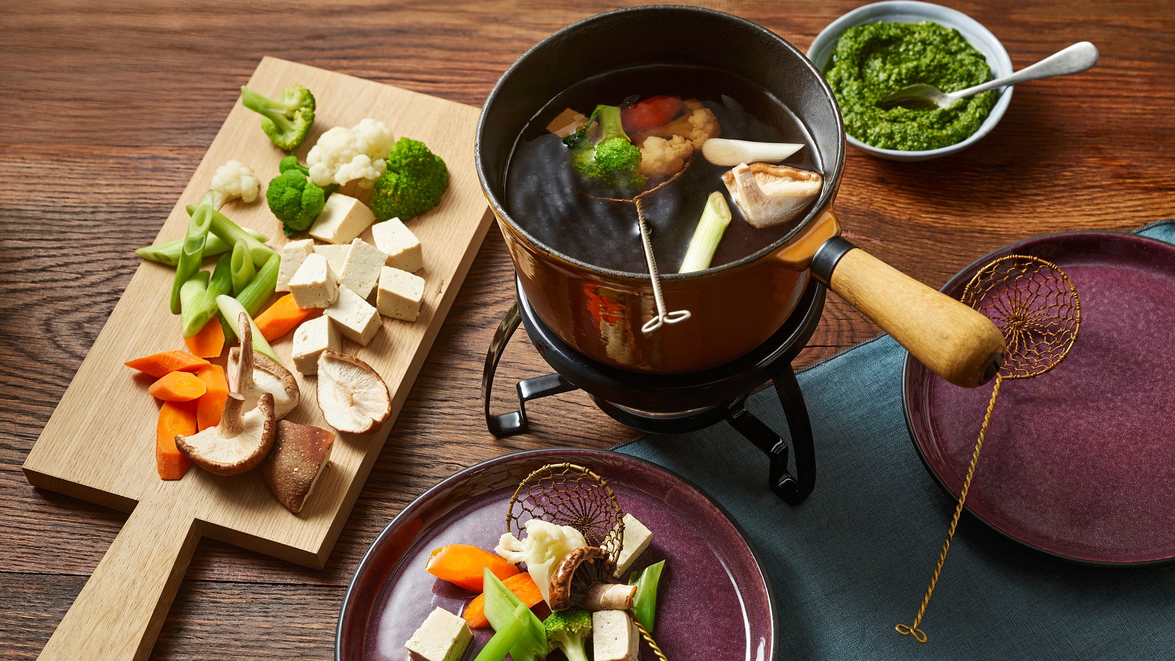 Alnatura Rezept für Fondue mit Gemüsebrühe