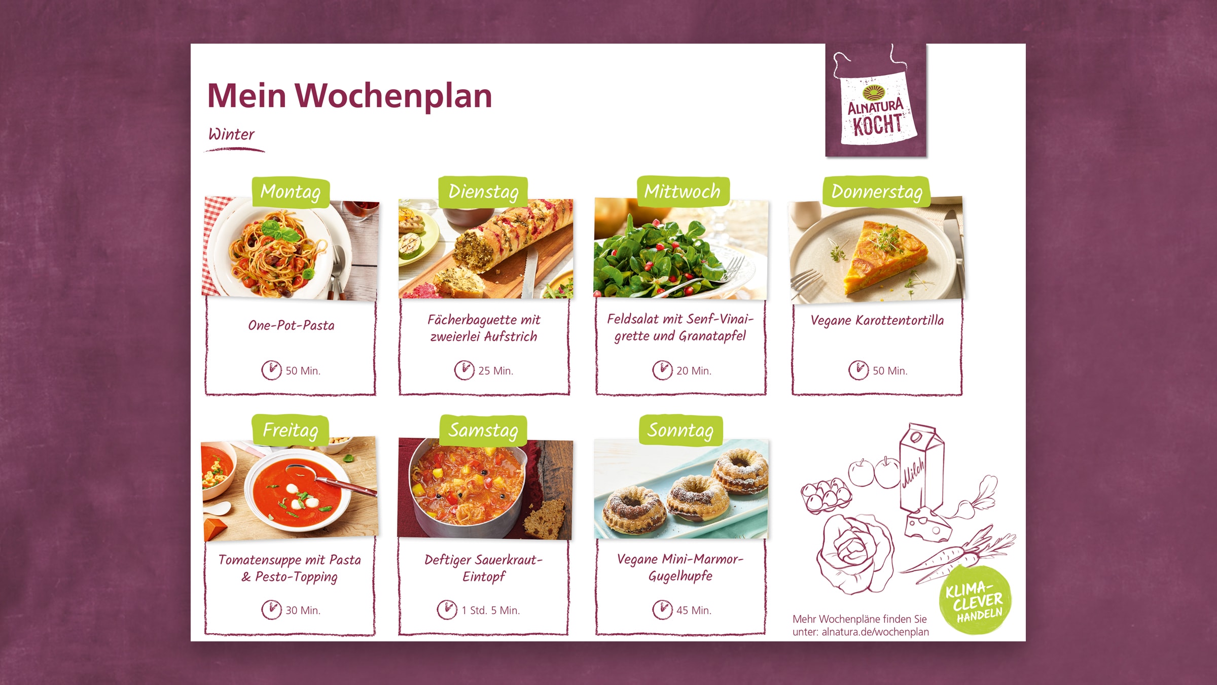 Alnatura Essens-Wochenplan vegan zum Download