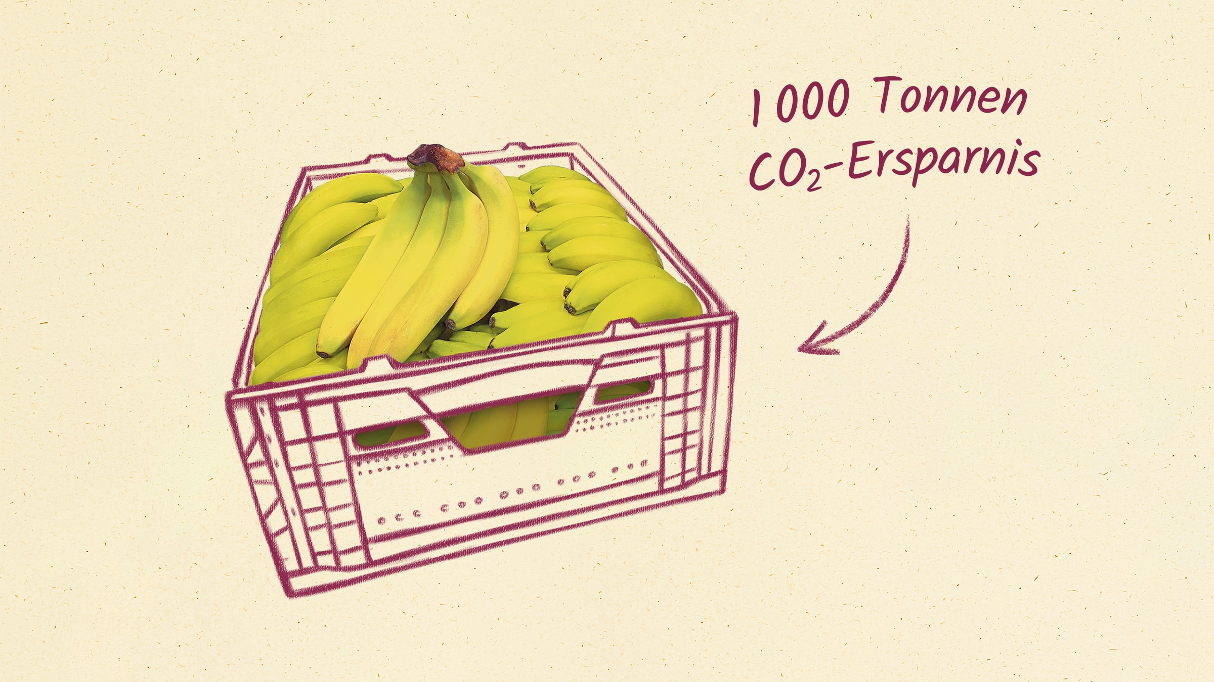 Bananen in illustrierter Kiste