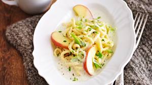 Forellenspätzle mit Meerrettichsauce