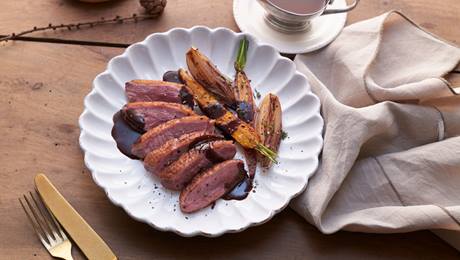 Entenbrust mit Rotwein-Schokoladen-Sauce