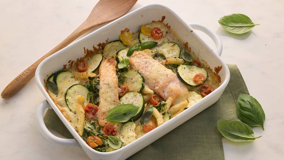 Überbackene Pastapfanne Tomate-Spinat